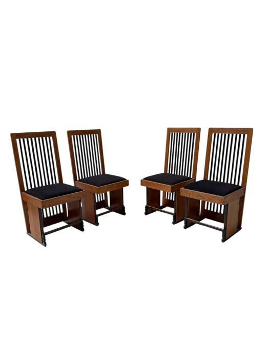Four Art Deco Modernist High Back Dining Chairs by Architect Caspers, 1920s